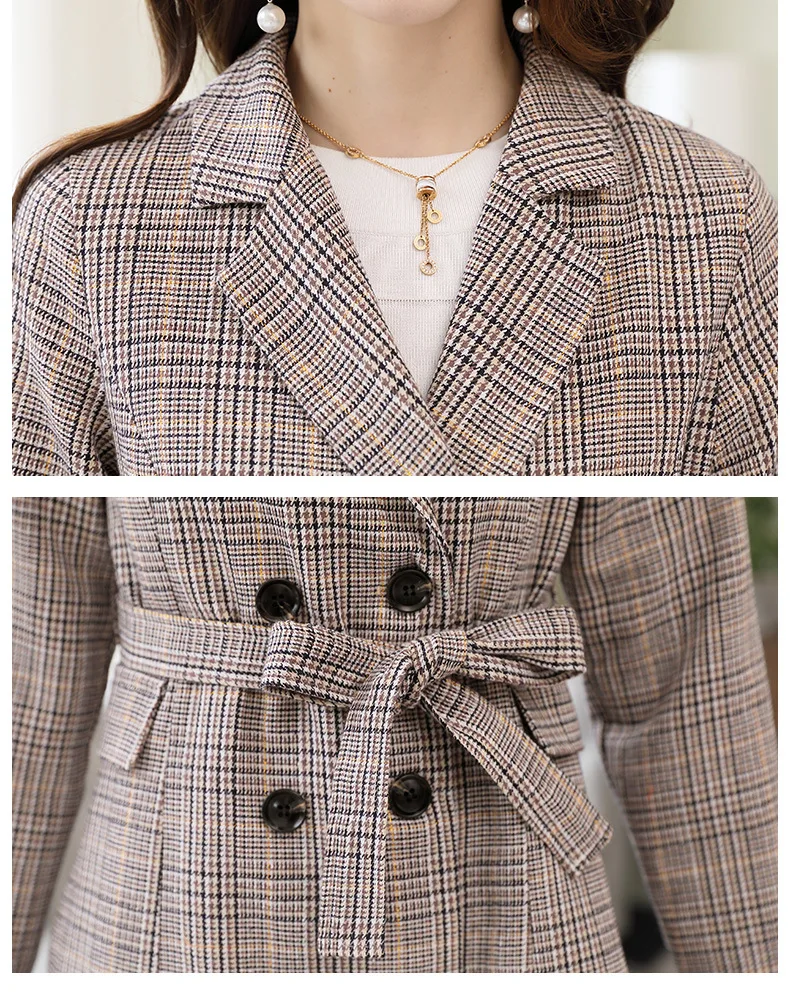 Trench Coat Women's Autumn Fashion Literature And Art Cool Versatile Comfortable Soft Sweet Cute Elegant Plaid Mid-length