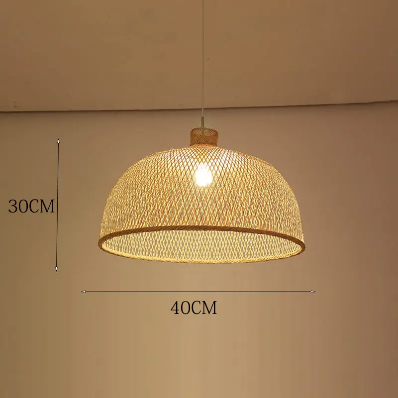D 40CM Китайская подвеска огни Фонари отель Чай лестница для гостиницы светодиодный бамбуковая Подвесная лампа ручной ротанг плетение деревянная свисающая лампа освещения - Цвет корпуса: D 40CM