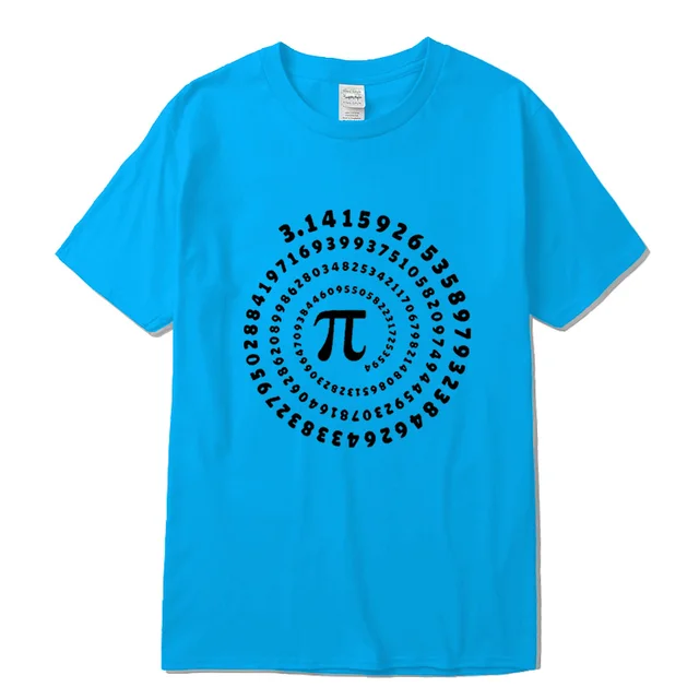 Men's T-shirt 100% cotton short sleeve Mathematical geometry printed men Tshirt  o-neck street style cool funny loose T-shirt Linght blue-2018325