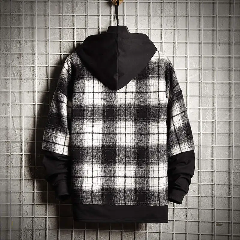 Мужская толстовка в клетку стиле хип хоп для скейтбординга спортивная одежда