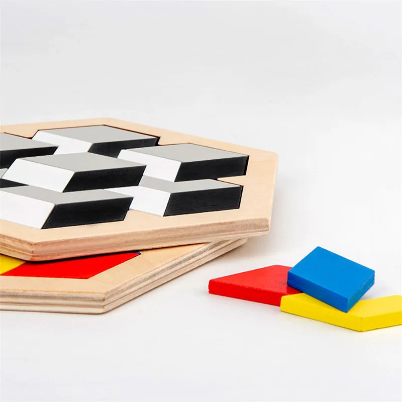 Красочные 3D деревянные геометрические фигуры технические математические