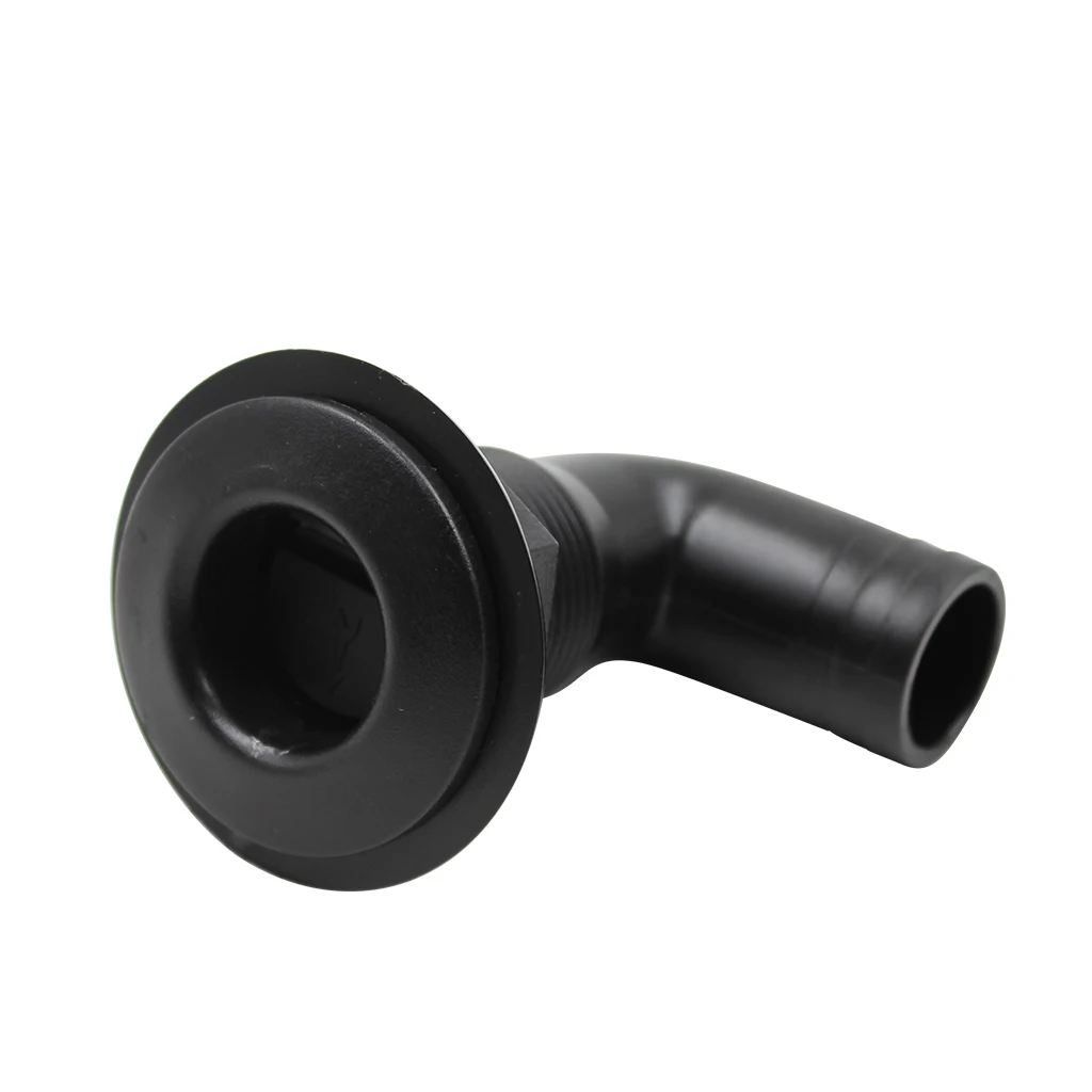 1`` Black Nylon Thru Hull Fitting Hose 90 Degree for Marine Boat