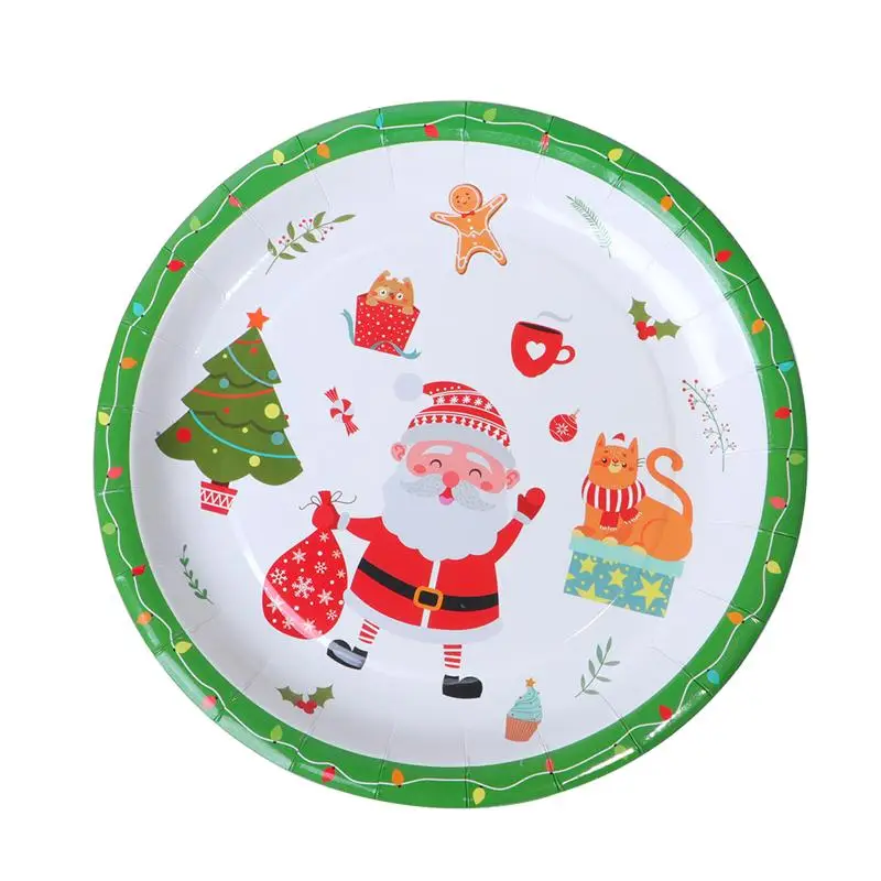 16 шт. 9 дюймов рождественские обеденные тарелки одноразовые тарелки бумажные столовые приборы вечерние принадлежности для карнавала фестиваль