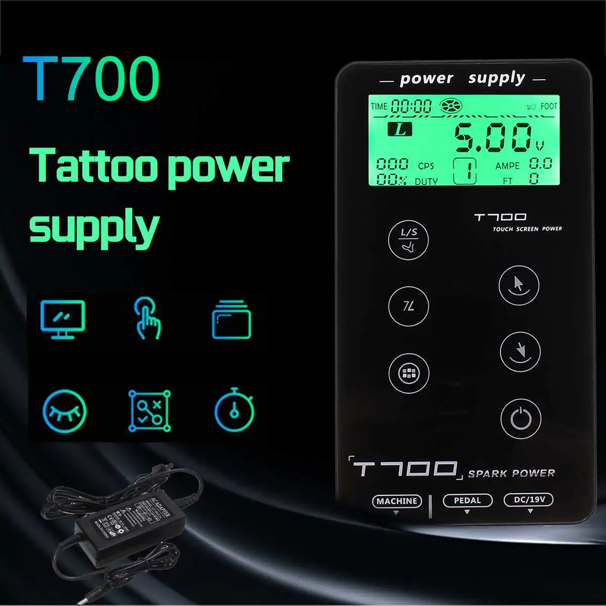 

Universal Tattoo Power Supply Touch Screen Intelligent Digital LCD Timing Makeup Tattoo Power Supplies Set For Tattoo Machine