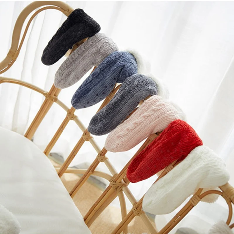 Модные шерстяные хлопковые зимние теплые носки-тапочки; женские модные милые носки с героями мультфильмов; домашние тапочки для взрослых; нескользящие носки