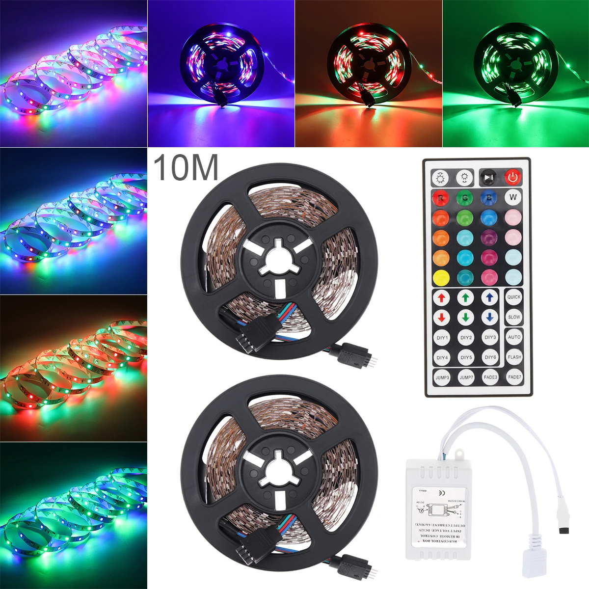 10M 3528 SMD RGB Flexible LED Light Strip 600LEDs +44 Key IR Remote Controller XOT 