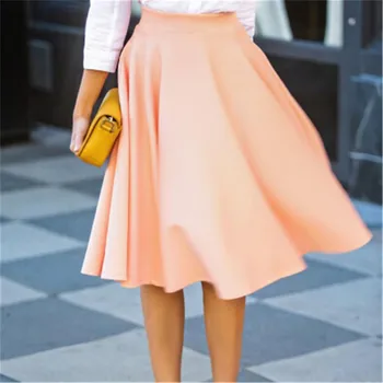 

Vintage Woman Black Skirt Women A-Line Skirt Stretch High Waist Skirts Skater Flared Pleated Swing Skirts