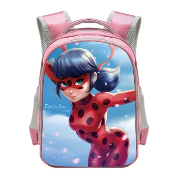 

Disney Kids Schoolbag For Kindergarten Fashion Ladybug Printing Pink Backpack For Girls Cute Cartoon Student Schoolbag
