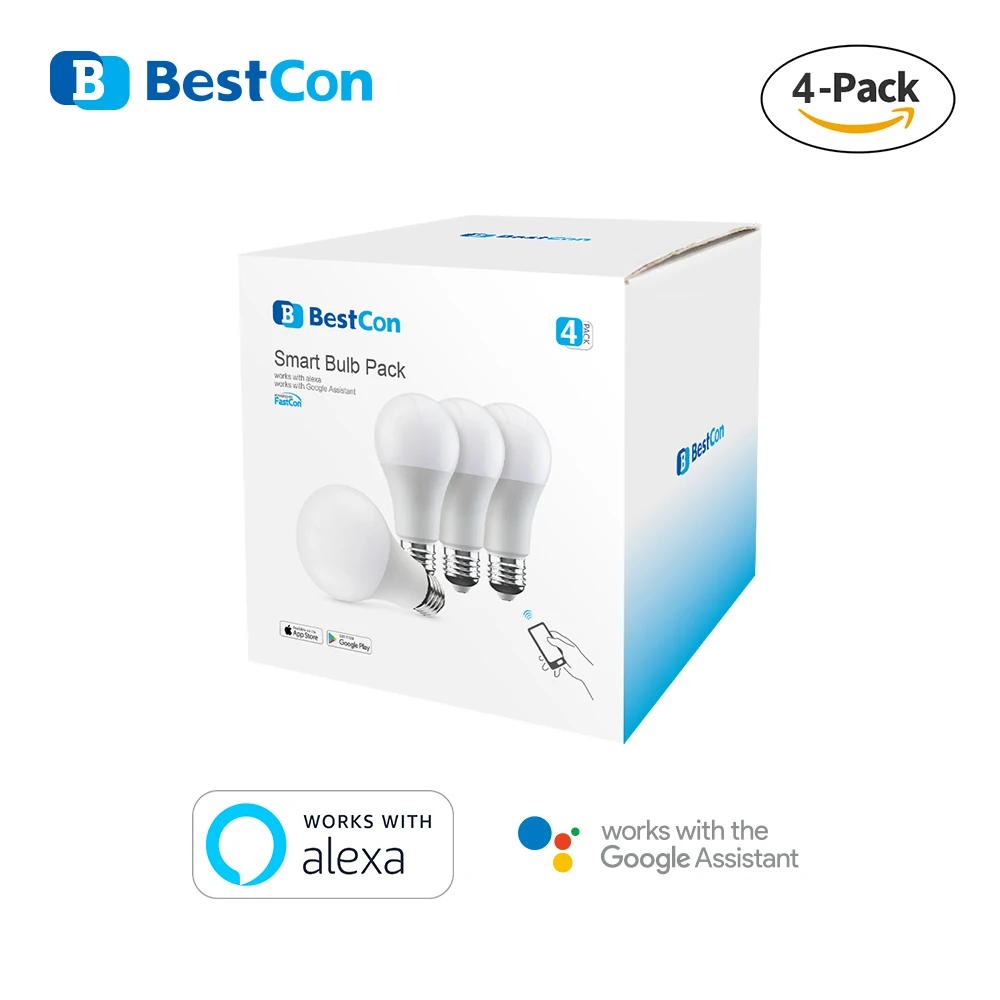 4-Pack BroadLink BestCon умный светодиодный светильник E27 диммер Голосовое управление с Alexa и Google Home