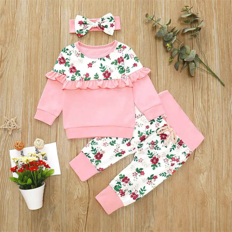 

Newborn Infant Baby Girls 0-18M Tops Shirt Floral Pants Outfits Set Clothes Tracksuit