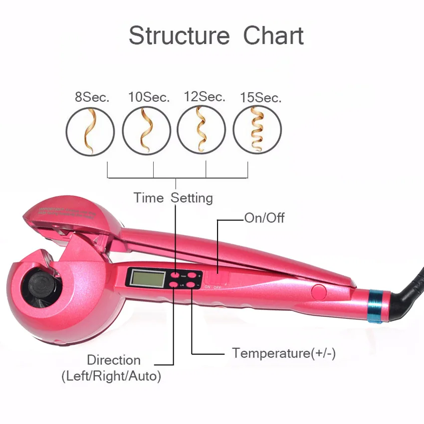 Профессиональные автоматические бигуди для волос, волшебные щипцы для завивки, стайлер, инструменты для укладки, ЖК-дисплей, керамический нагрев, анти-обжигающий спиральный локон