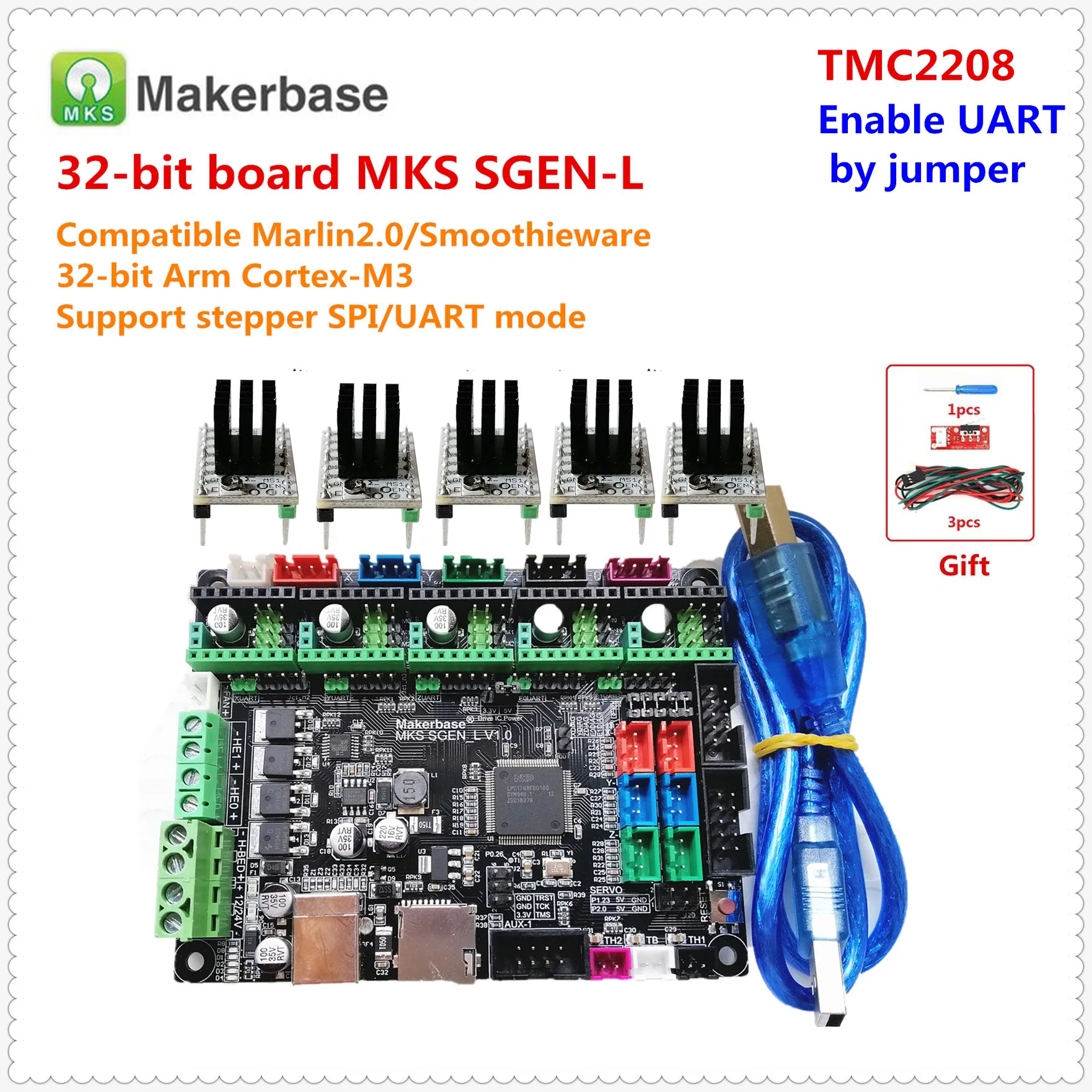 3d принтер обновление материнская плата MKS SGEN_L панель управления 32 бит Arm Cortex-M3+ шаговый Драйвер запчасти похожие BIGTREETECH SKR V1.3