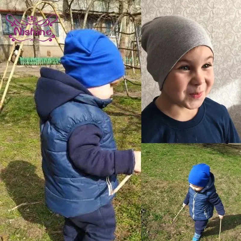 

Nishine 1 PCS 19*20 CM Candy Color Baby Girls Warm Hat Fashion Knitted Striped Toddler Beanie Caps Children Turban Birthday Gift