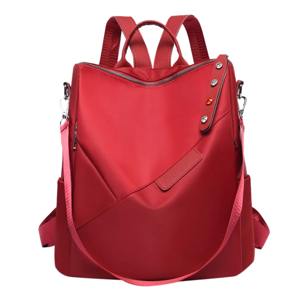 Mochila multifunción de nailon de Color sólido para mujer, bolso de hombro a la moda, Mochila resistente
