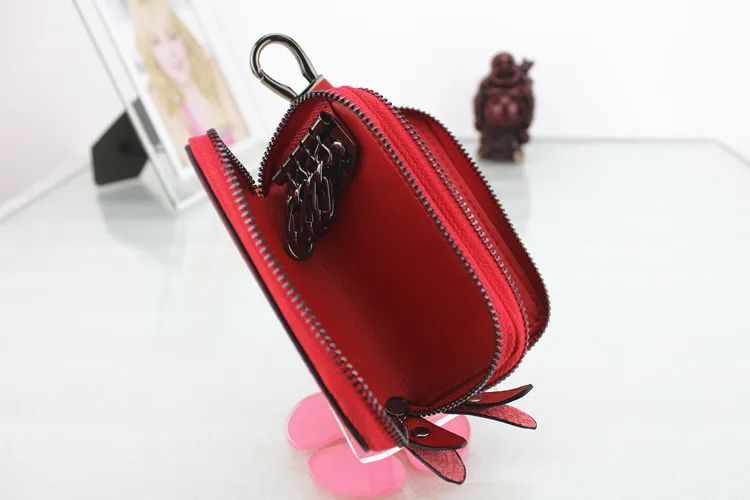 Cross Border Supply of Goods Cross Pattern Leather Key Bag Multi-functional Double Layer Zipper Key Bag New Style Key Leather Ca