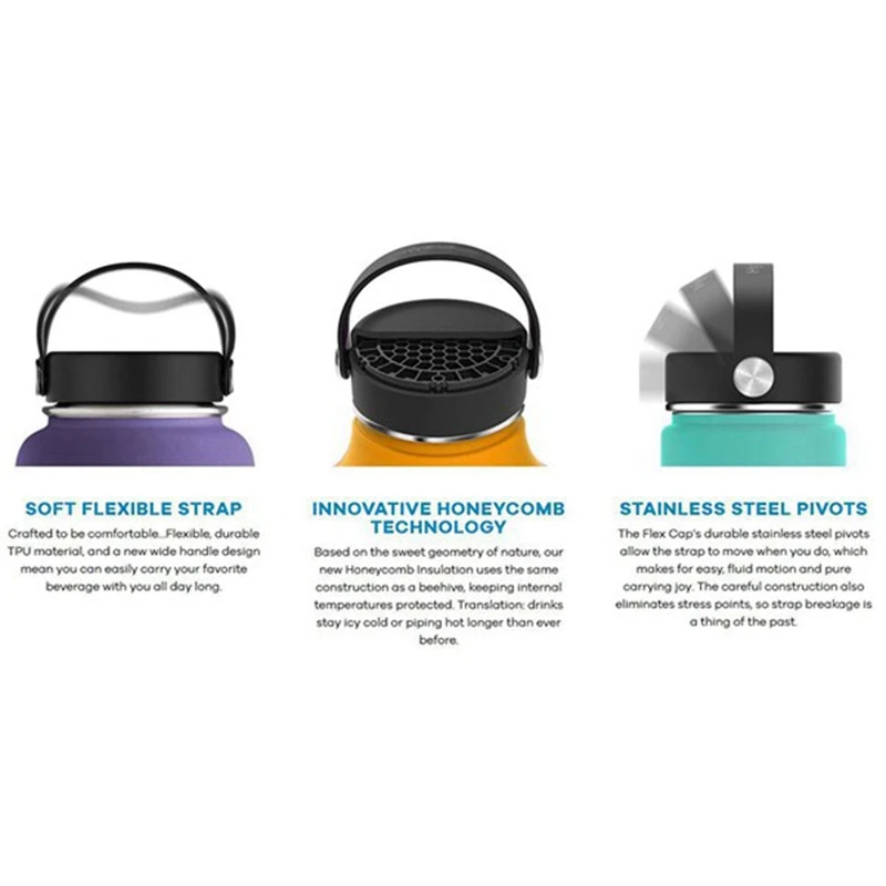Wide Mouth Flex Cap Fits Most Wide Mouth Bottles for Hydro Flask Straw Flip Lid Cap for 12 18 32 40 60oz Wide Mouth Water Bottle