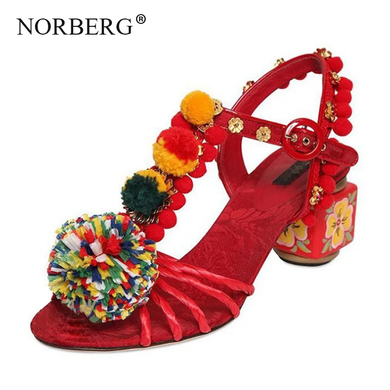 #^Special Price NORBERG Bohemian nationale wind vrouw sandalen hoge hakken haar bal strass geschilderde bloemen dik met bruiloft schoenen sandalen #^Special Price NORBERG Bohemian nationale wind vrouw sandalen hoge hakken haar bal strass geschilderde bloemen dik met bruiloft schoenen sandalen
