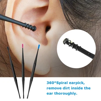 

Double-sided Earpick Ear Cleaner Soft Silicone Spiral Rotating Ear Wax Remover Ears Cleaning Massage Tool