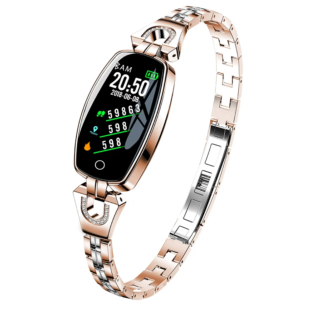 LEMFO H8 Смарт часы для женщин IP67 водонепроницаемый монитор сердечного ритма Smartwatch для женщин для Android IOS Apple часы браслет - Цвет: Gold