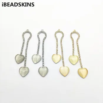 

New arrival!70x13mm 50pcs Claw chain and Heart opal effect Charm for Necklace Earrings parts,hand Made Earrings Jewelry DIY