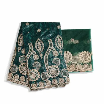 

New Arrival 7 Yard Green High Quality African French Bazin riche Net Lace Fabric Women Dresses Embroidered Lace ky82-955