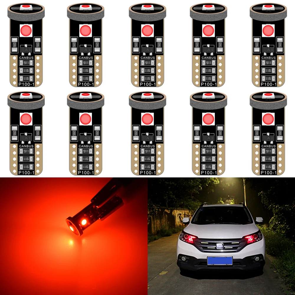 10 шт. W5W T10 светодиодный светильник для Kia Rio 2 3 Mazda Toyota peugeot 206, лампа для чтения номерного знака - Испускаемый цвет: Red