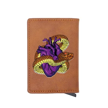 

Classic Snake And Heart Design Digital Printing Multifunction Leather Card Holder Wallet Men Women Short Mini Purse Gift