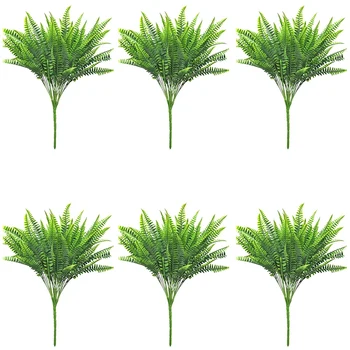 

HOT 18 PCS Artificial Fern Plants - Artificial Boston Fern Bush Faux Indoor Outdoor UV Resistant Greenery Shrubs Fake Plants