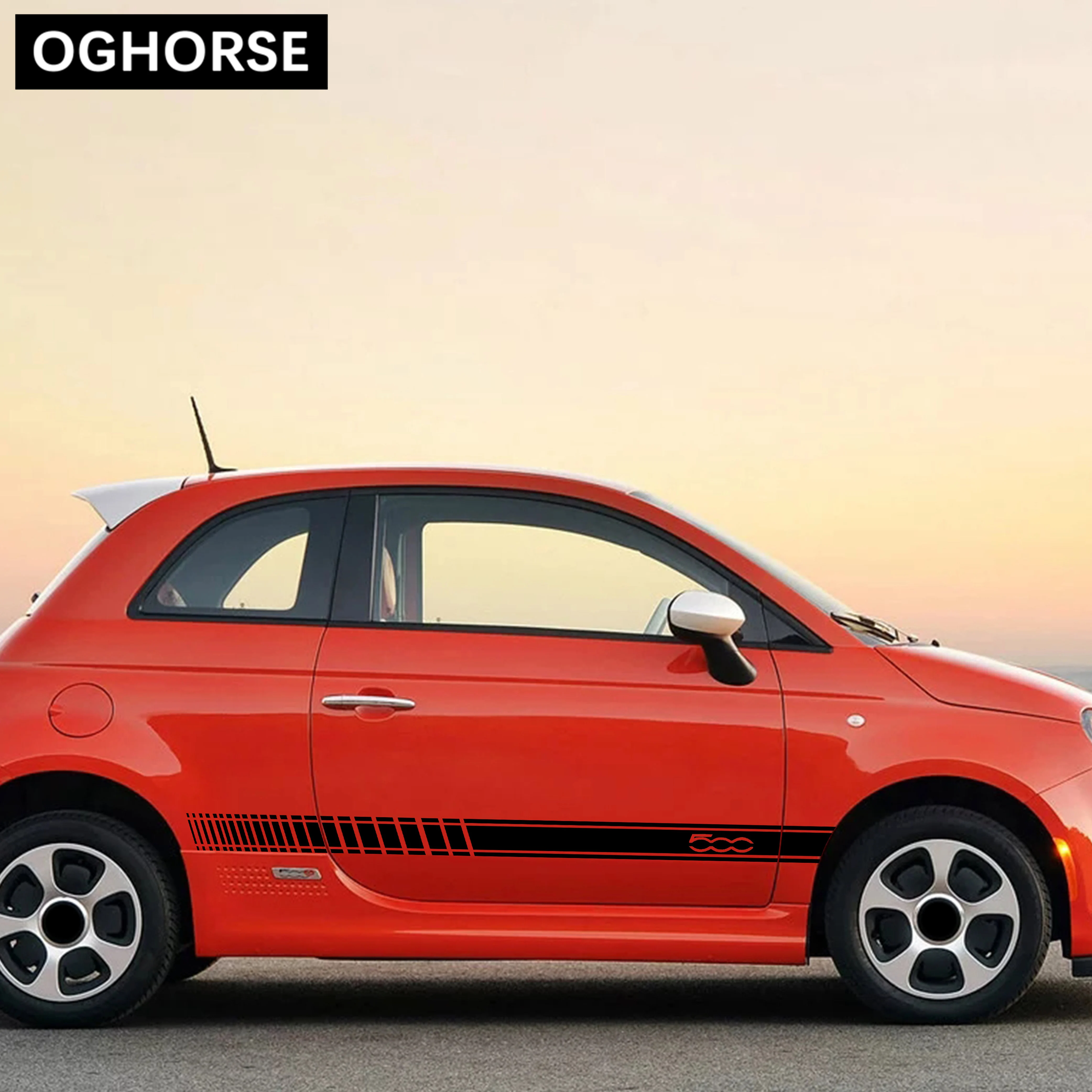 Car Styling Side Skirt Sticker Body Decor Racing Stripe Decal For Fiat 500 Bravo Palio Scorion Panda Doblo Ducato Accessories