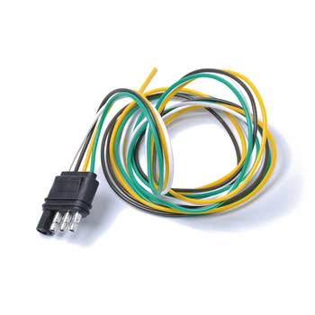 

1Pcs 3ft Trailer Light Wiring Harness Extension 4 Pin Plug 18 AWG Flat Wire Connector Trailer Male Plug