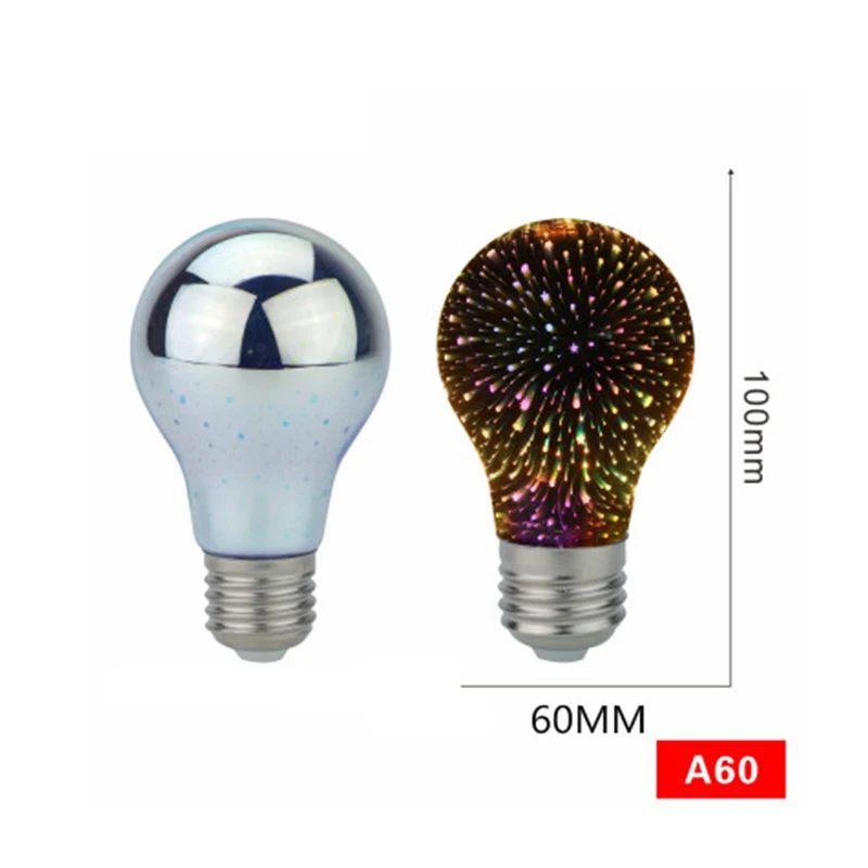 4 Вт Светодиодная лампа 3D украшение лампы фейерверк AC 85-265 в 5 бутылок сердце E27 Праздничные огни Новинка Рождественская лампа холодный E27 - Испускаемый цвет: A60
