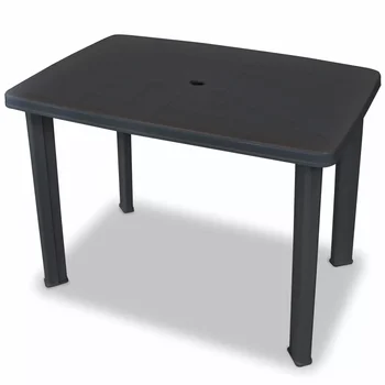 

Simple Garden Table with an Umbrella Hole Plastic Lightweight Weather Resistant Modern Table for Garden Patio Campsite