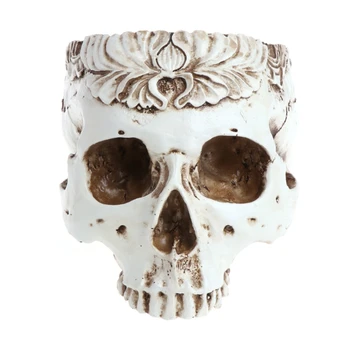 

2020 New Resin Gothic Skull Head Flower Pot Planter Container Home Bar Ornament Decor