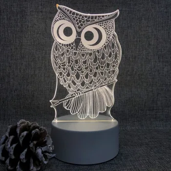 

3D Night Light Cute Bear/Owl/Guitar Style Desk Lamp LED Light Warm Yellow Bedside Read Light Dream Kids Room Decor