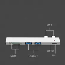 USB C концентратор двойной тип C адаптер док-станция с USB PD зарядное устройство SD/TF слот для ПК удобная зарядка и быстрая передача данных