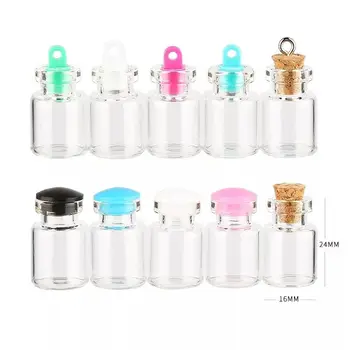 

300pcs 1.5ml Mini Glass Bottles with Clear Plastic /Cork Stopper Tiny Vials Jars Containers Message Weddings Wish Jewelry Favors