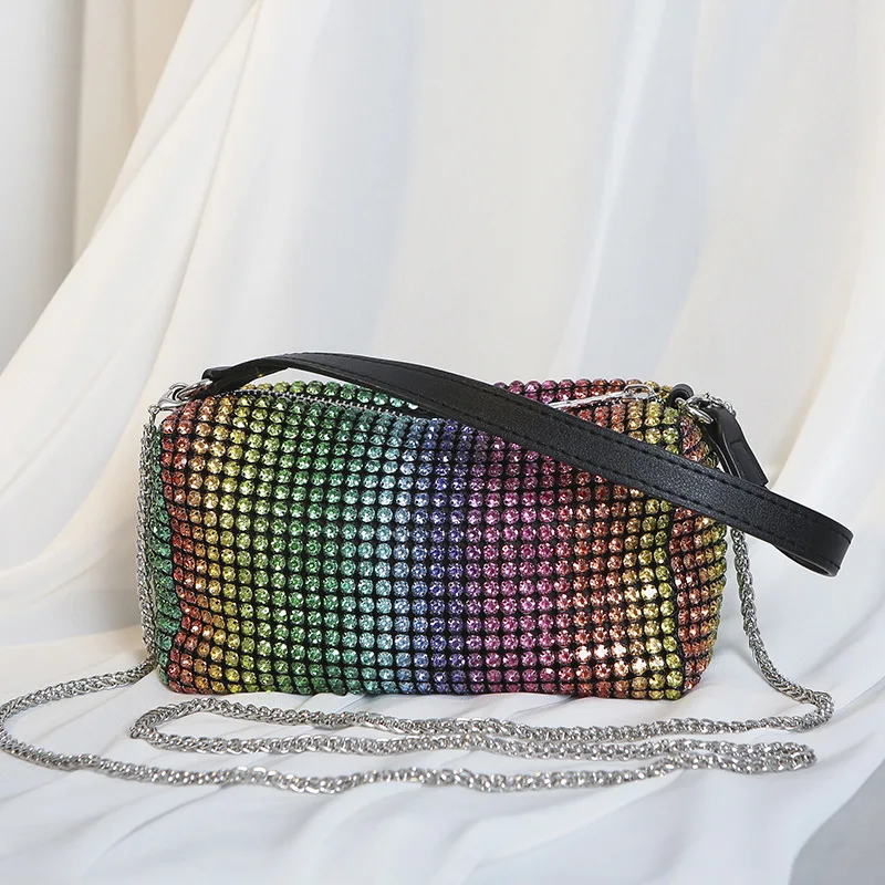 Worldstore Luxury Clutch Rainbow Gradient Popcorn Sharp Handbag Crystal  Shining Evening Bags for Girls Shoulder Bags Crossbody Bags, Multicoloured:  Handbags