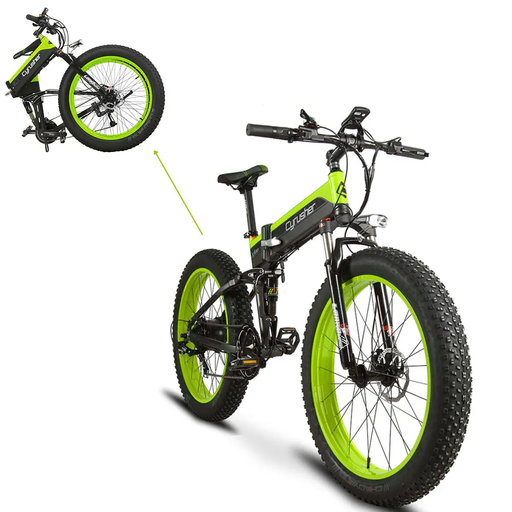 XF690 складной велосипед с толстыми шинами 1000 Вт 48 В 12.8AH Ebike с полной подвеской рама 27 скоростей складной электрический велосипед складной Снежный велосипед