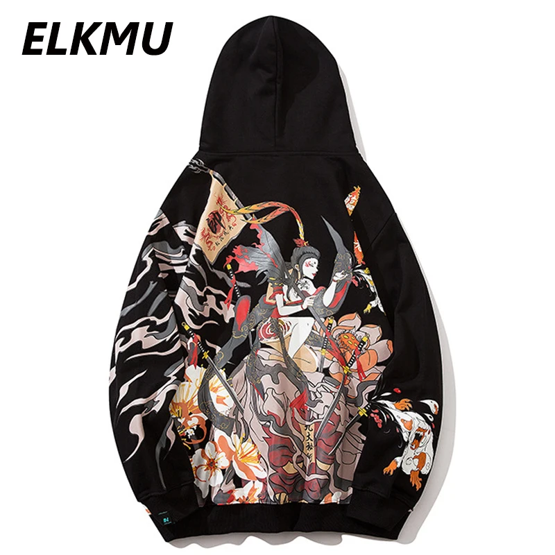 ELKMU Harajuku Кофты для мужчин Хип Хоп Уличная толстовки войны с принтом в виде