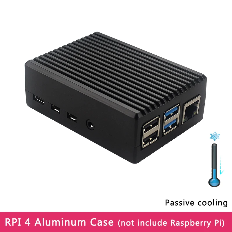 Aluminum Alloy Case for Raspberry Pi 4 Black Box Metal Shell Passive Cooling Enlosure Case for Raspberry Pi 4 Model B afbeelding