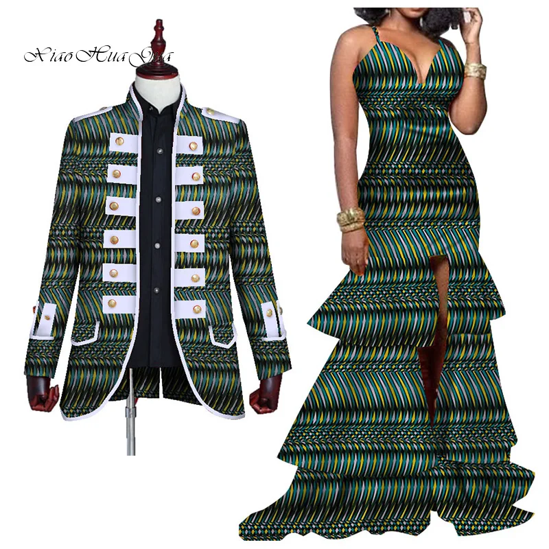Новые элегантные женские платья русалки одежда для пар африканские платья с принтом плюс размер Дашики мужской блейзер для влюбленных WYQ277 - Цвет: 8