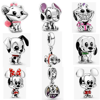 

2020 new 925 sterling silver Lilo Stitch & Pluto The Aristocats Marie Finding Nemo Charm bracelet Charm DIY jewelry