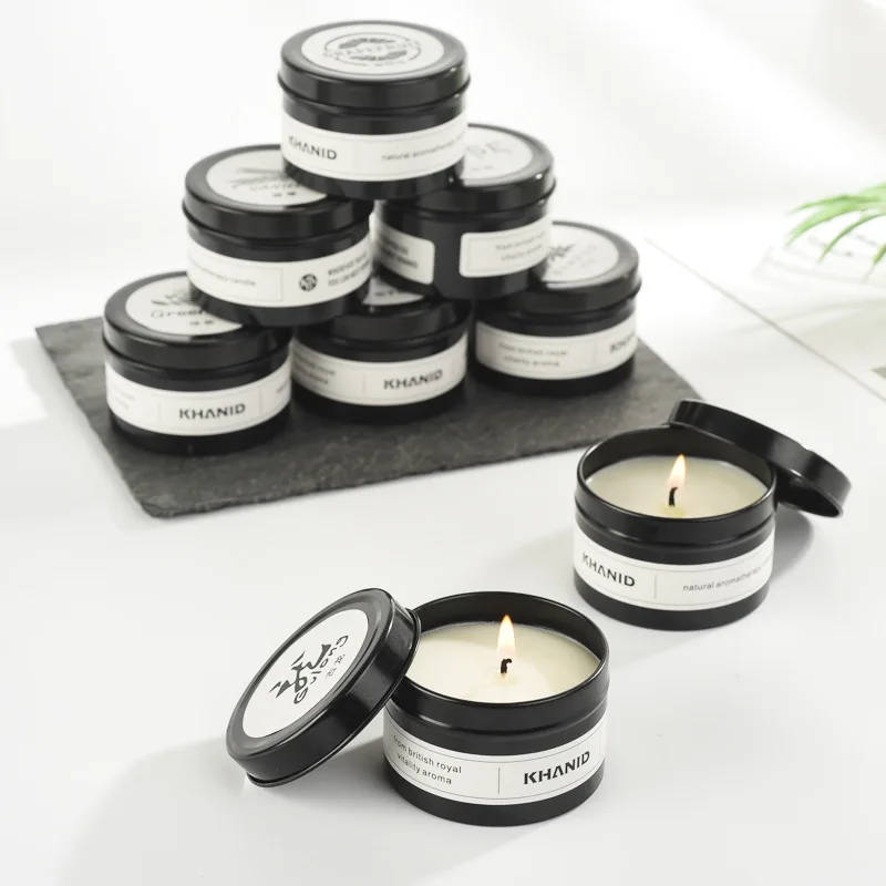 

6pcs/set Retro Tin Can Candle Aromatherapy Candle Jars Incense Candle Container Spices Candles Candlestick Smokeless Scent Cups