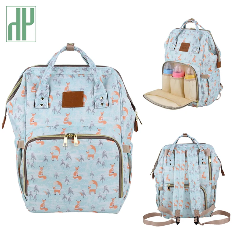 

Brand Design Mummy Bags Fashion Fox Printed Travel Backpack Large Cartoon Maternity Diaper Bags Nursing Bag For Baby Care