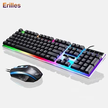 Wired keyboard and Mouse Set USB Mechanical Gaming keyboard with backlight keyboard Wired Gaming Mouse For ASUS/Dell PC Laptop backlight game keyboard and mouse suit wired gaming keyboard and mouse combo 104 kyes gaming keyboard with wired 6d mouse kx04