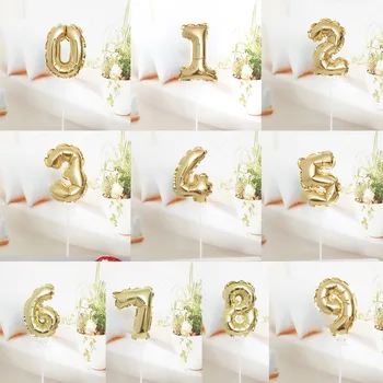 

7inch Mini Foil Number Balloons Cake Topper DIY Kids Birthday Cake Flag Wedding Decoration Creative Self Inflate Balloons