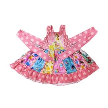 

Hot Sale Princess twirl panel dress for baby girl with waistband and lace