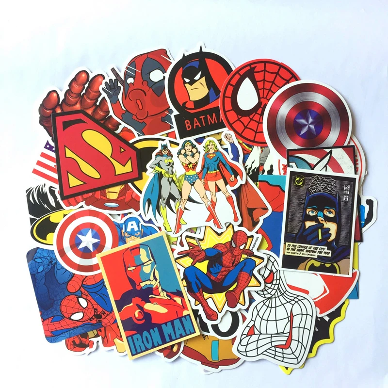 

50Pcs/pack Cartoon new stickers Anime Marvel Suitcase Graffiti Stickers For Laptop Refrigerator Gift for Kid