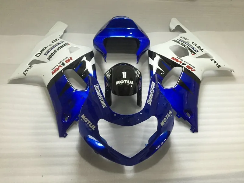 Набор обтекателей для GSXR600 750 K1 01 02 03 GSXR 600 GSXR750 2001 2002 2003 белый синий Обтекатели