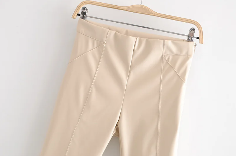 Модные женские брюки Za, обтягивающие штаны из искусственной кожи, женские тянущиеся узкие брюки с эластичной талией, Элегантные повседневные брюки